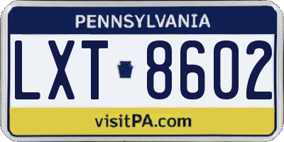 PA license plate LXT8602