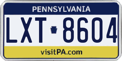 PA license plate LXT8604