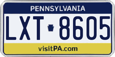 PA license plate LXT8605
