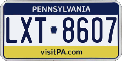 PA license plate LXT8607
