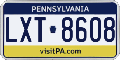 PA license plate LXT8608