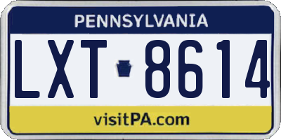 PA license plate LXT8614