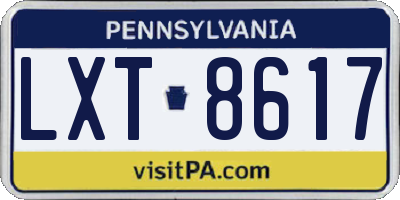 PA license plate LXT8617