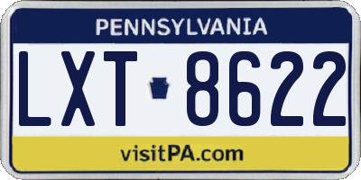 PA license plate LXT8622