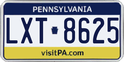 PA license plate LXT8625