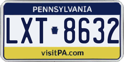 PA license plate LXT8632