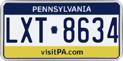 PA license plate LXT8634