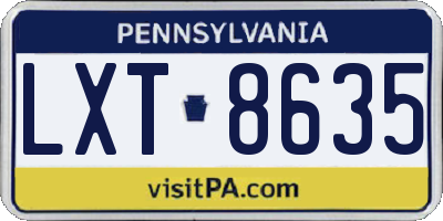 PA license plate LXT8635