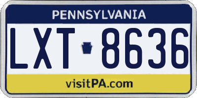 PA license plate LXT8636