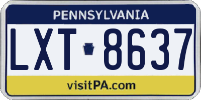 PA license plate LXT8637