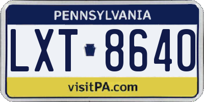 PA license plate LXT8640