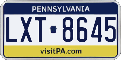 PA license plate LXT8645