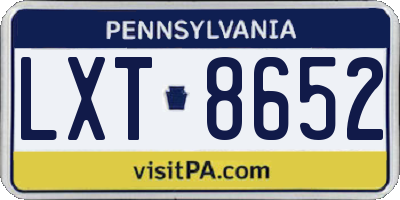 PA license plate LXT8652