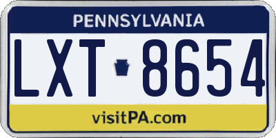 PA license plate LXT8654
