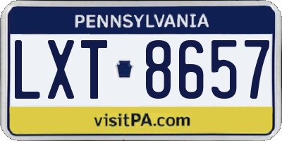 PA license plate LXT8657