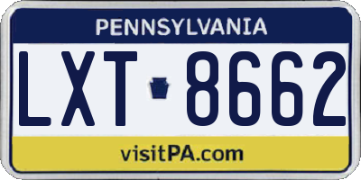 PA license plate LXT8662