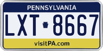 PA license plate LXT8667