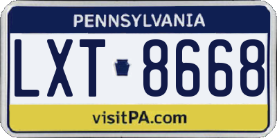 PA license plate LXT8668