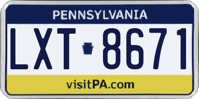 PA license plate LXT8671