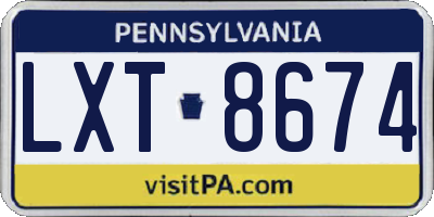 PA license plate LXT8674
