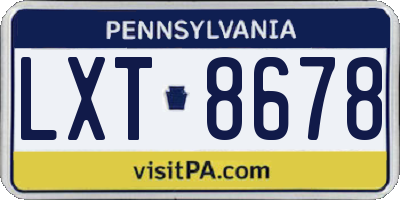 PA license plate LXT8678