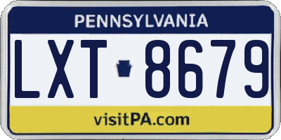 PA license plate LXT8679