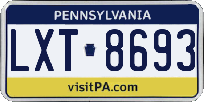 PA license plate LXT8693