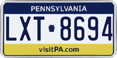 PA license plate LXT8694