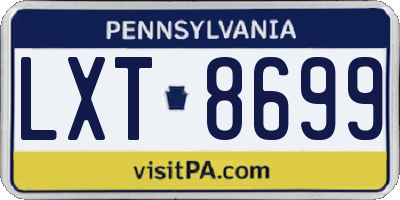 PA license plate LXT8699
