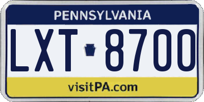 PA license plate LXT8700