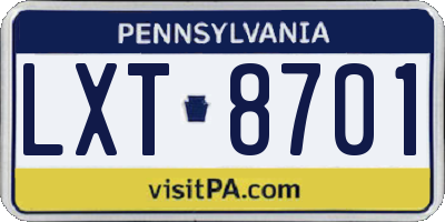 PA license plate LXT8701