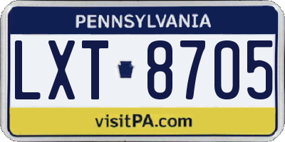 PA license plate LXT8705