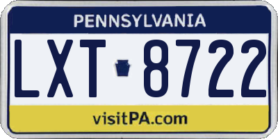 PA license plate LXT8722