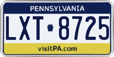 PA license plate LXT8725