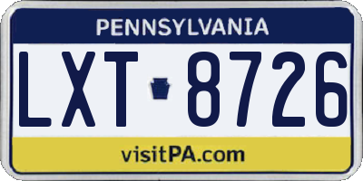 PA license plate LXT8726