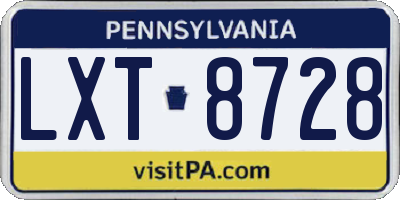 PA license plate LXT8728