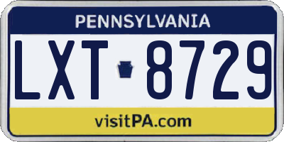 PA license plate LXT8729