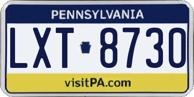 PA license plate LXT8730