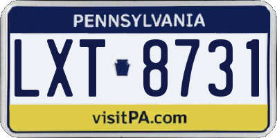 PA license plate LXT8731