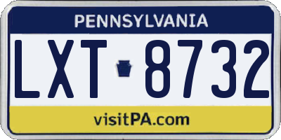 PA license plate LXT8732