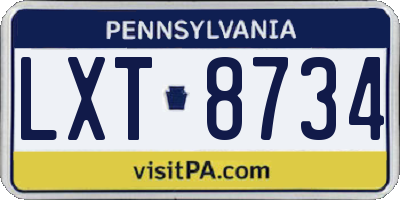 PA license plate LXT8734