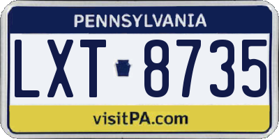 PA license plate LXT8735