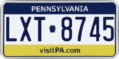 PA license plate LXT8745