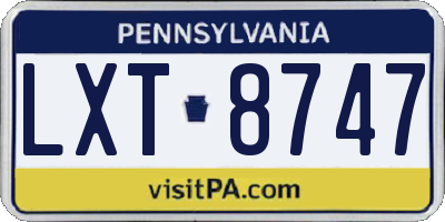 PA license plate LXT8747