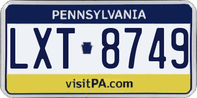PA license plate LXT8749