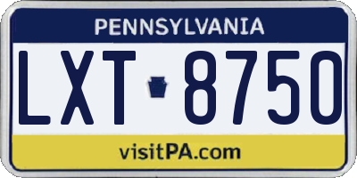 PA license plate LXT8750