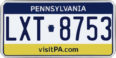 PA license plate LXT8753