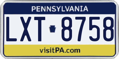 PA license plate LXT8758