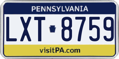 PA license plate LXT8759