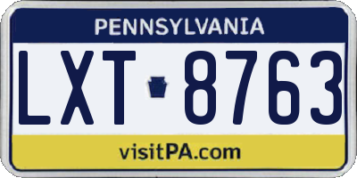 PA license plate LXT8763